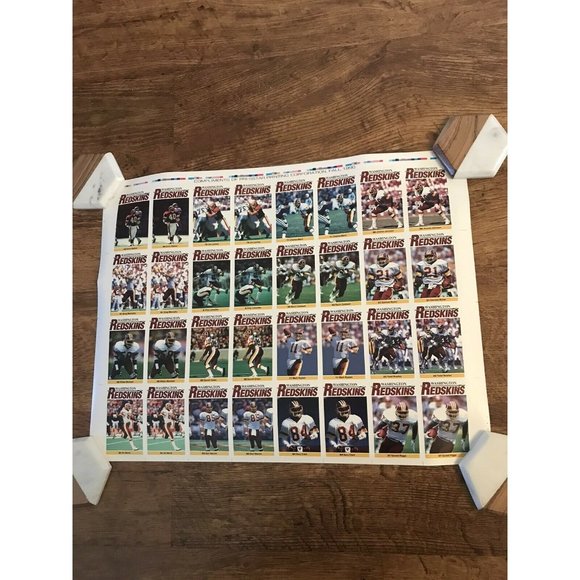 1990 Washington Redskins Mobil Fox Uncut Football Card Sheet Rare